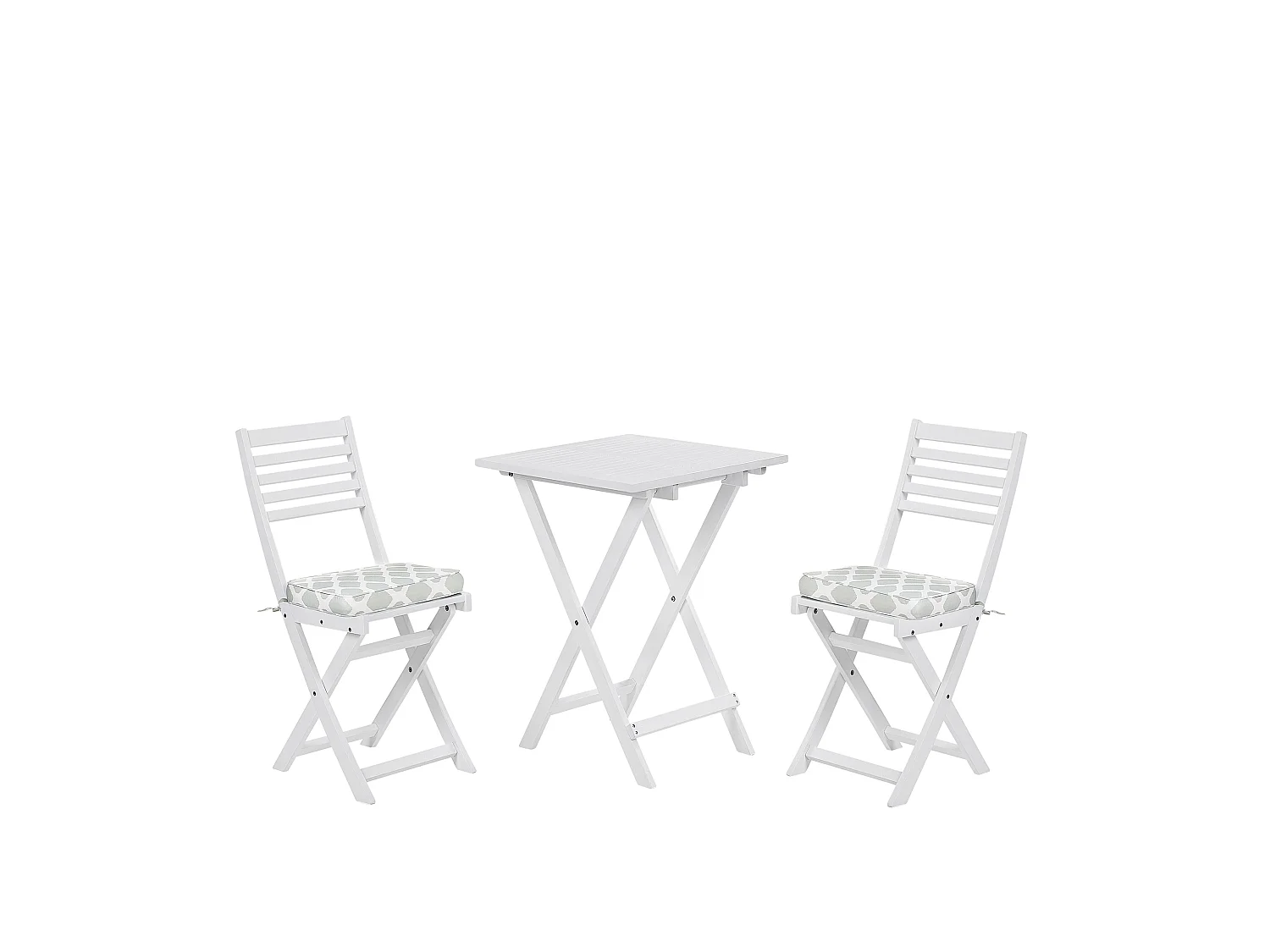 Ensemble bistrot avec coussins Pliant FIJI Acacia Blanc