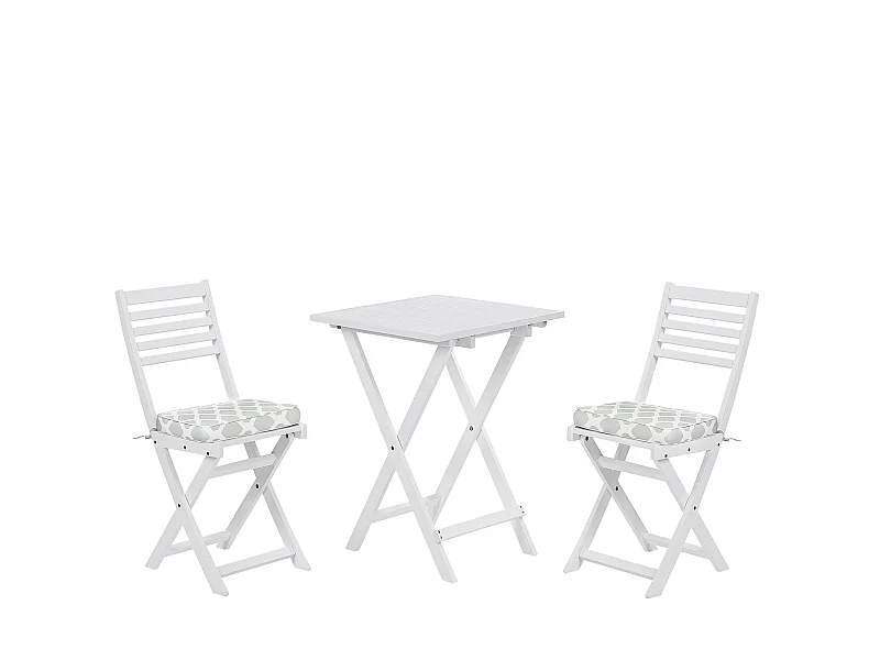 Set bistrot con cuscini Pieghevole FIJI Legno Bianco