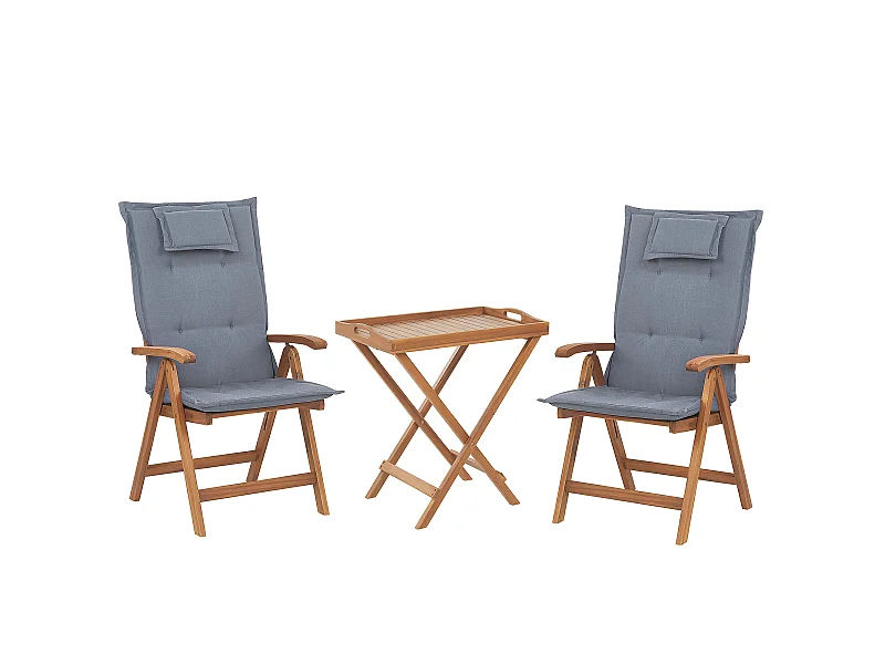 Ensemble pour bistro avec coussins Pliant JAVA Acacia Bleu