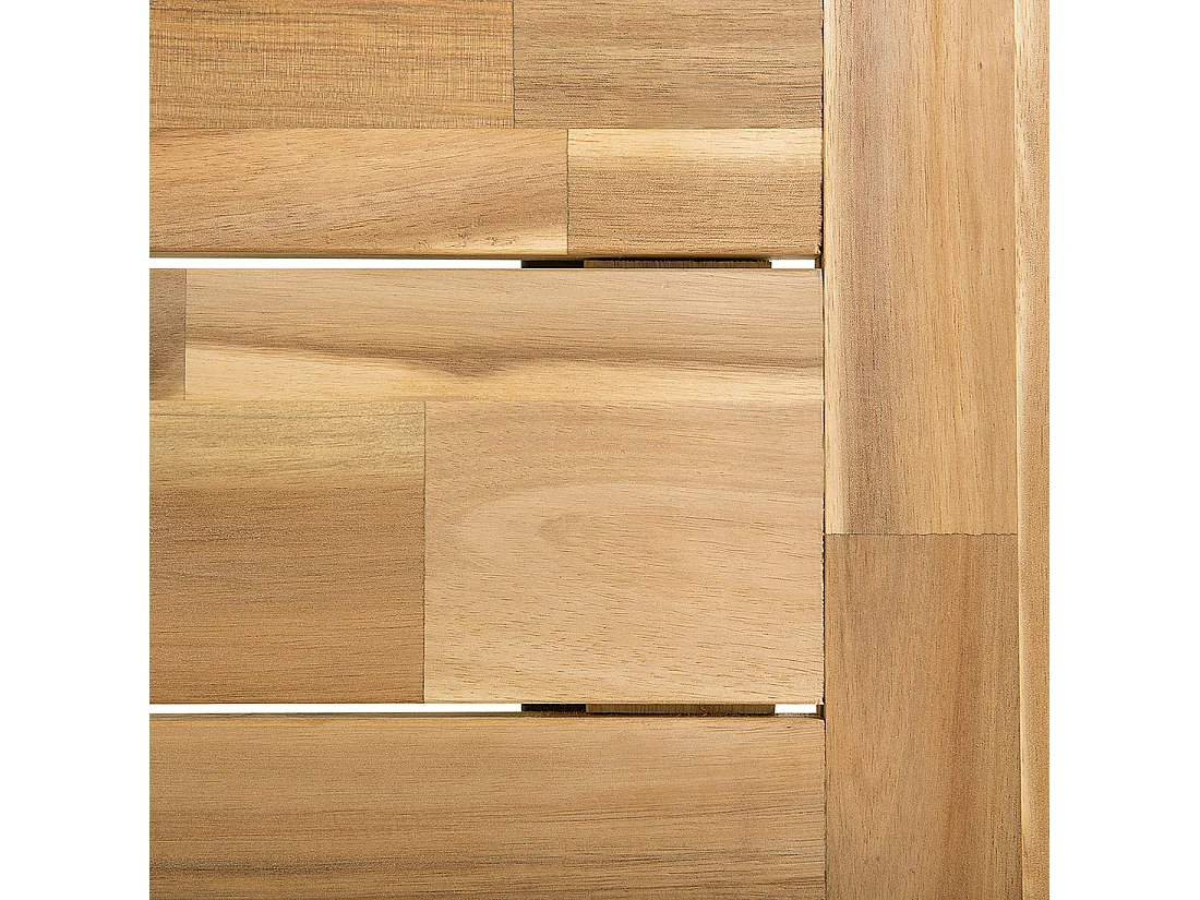 Rustikales Gartenmöbel Set hellbraun Akazienholz Massivholz weiße Beine Scania