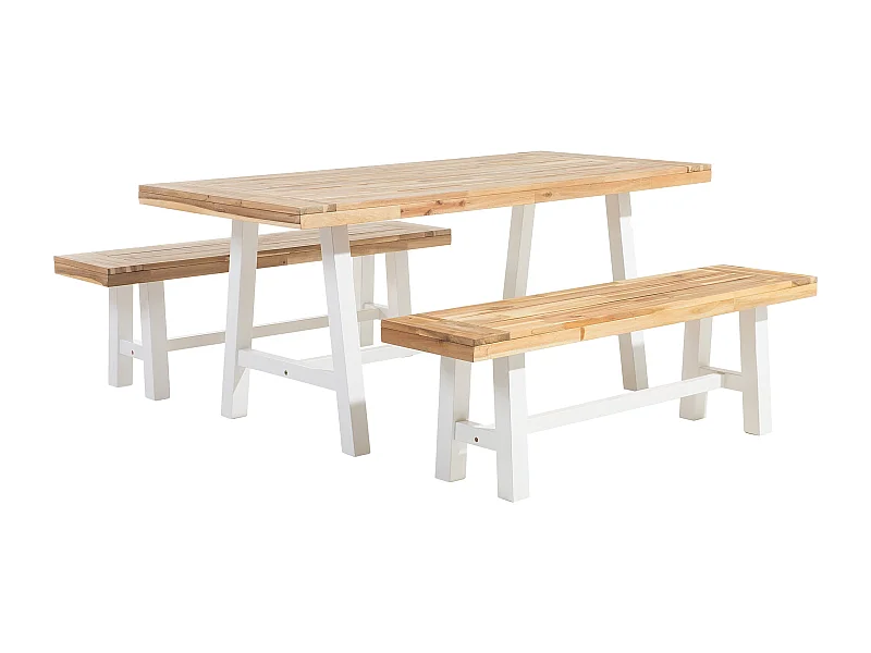 Set da pranzo da giardino 6 posti SCANIA Legno d'acacia Bianco