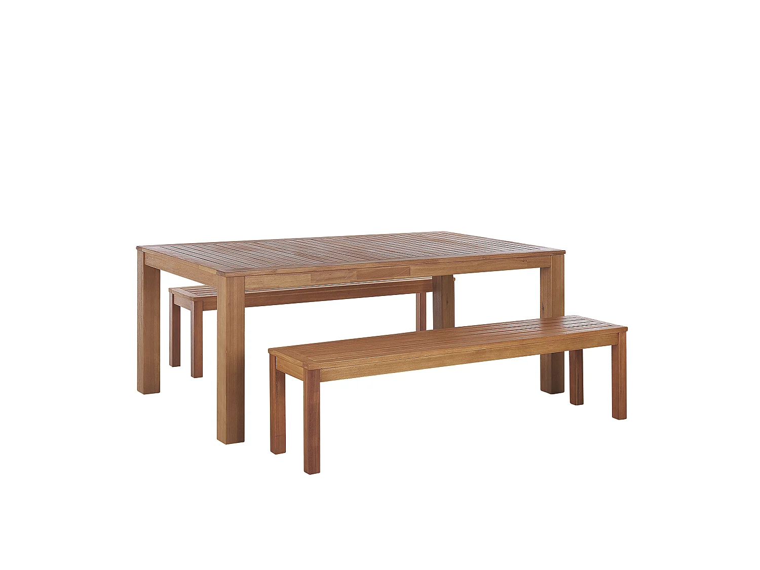 Salle à manger de jardin avec bancs 6 places MONSANO Bois d'eucalyptus Marron