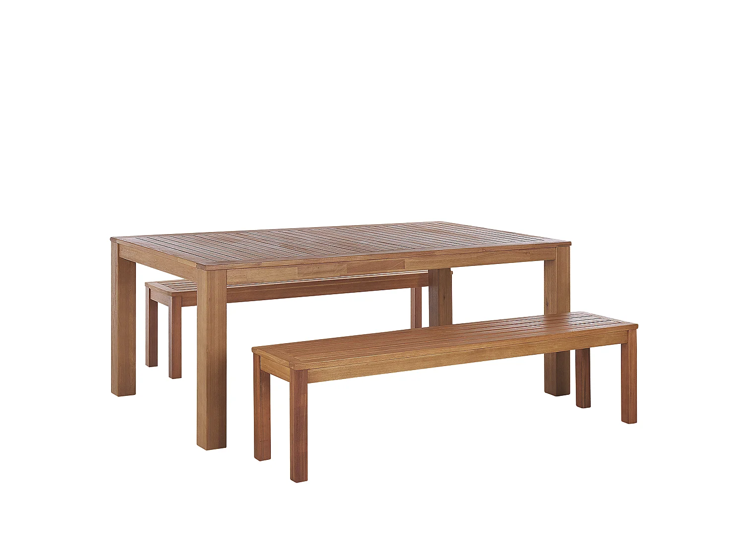 Gartenmöbel Set Eukalyptusholz hellbraun Esstisch 190 x 105 cm mit 2 Bänken Monsano