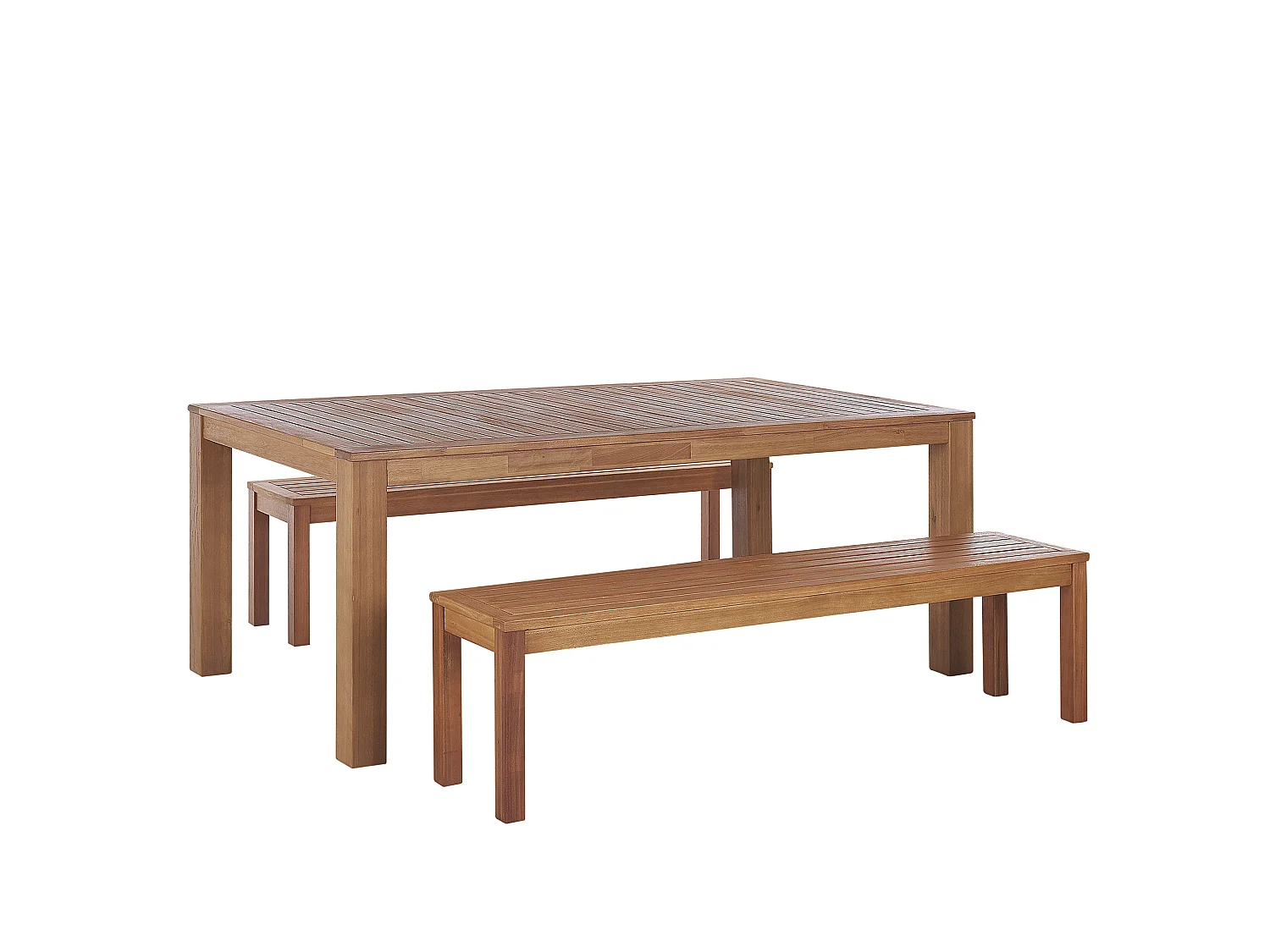 Gartenmöbel Set Eukalyptusholz hellbraun Esstisch 190 x 105 cm mit 2 Bänken Monsano