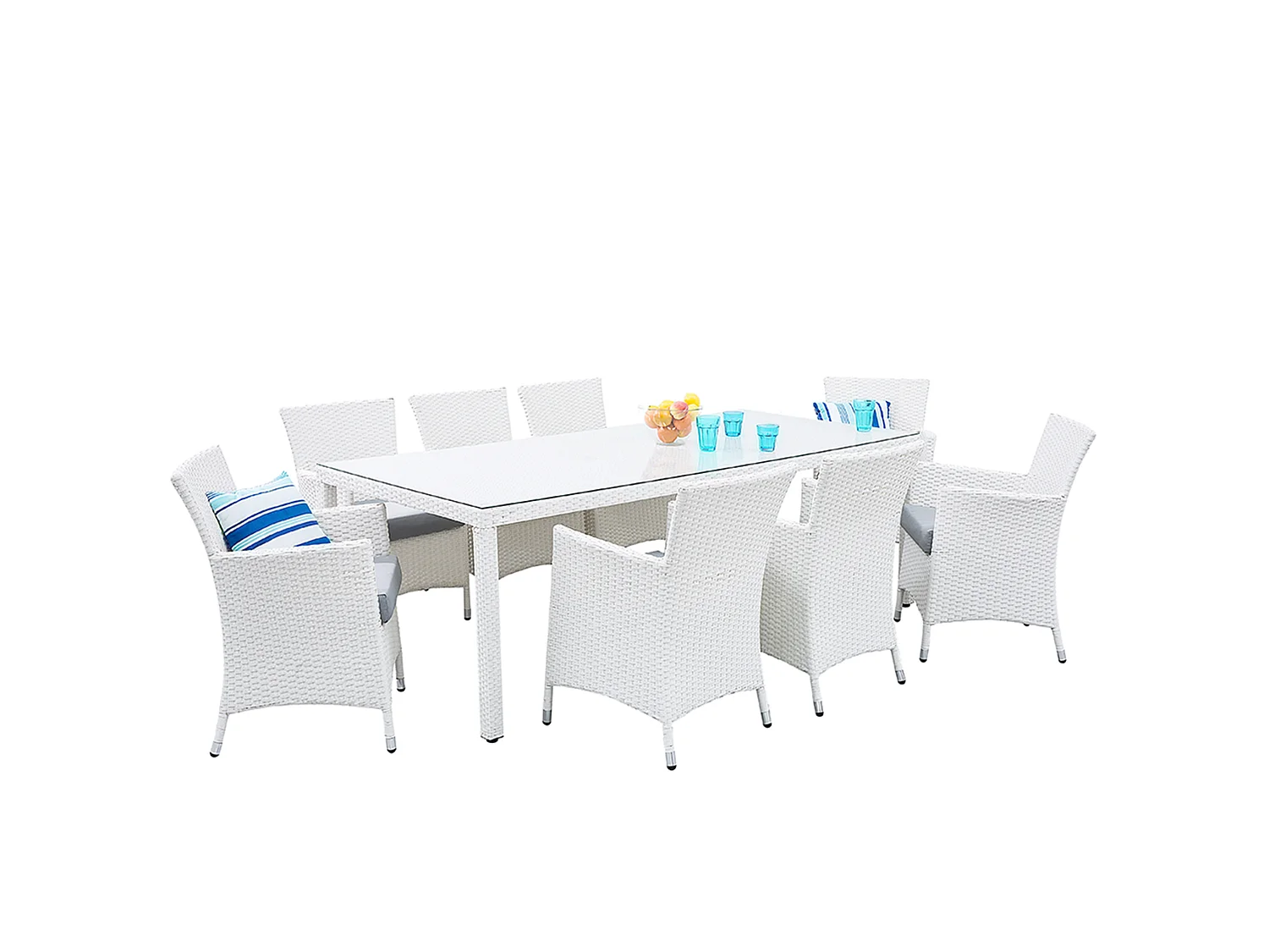 Tuinset 8-zitter ITALY met kussens Wit