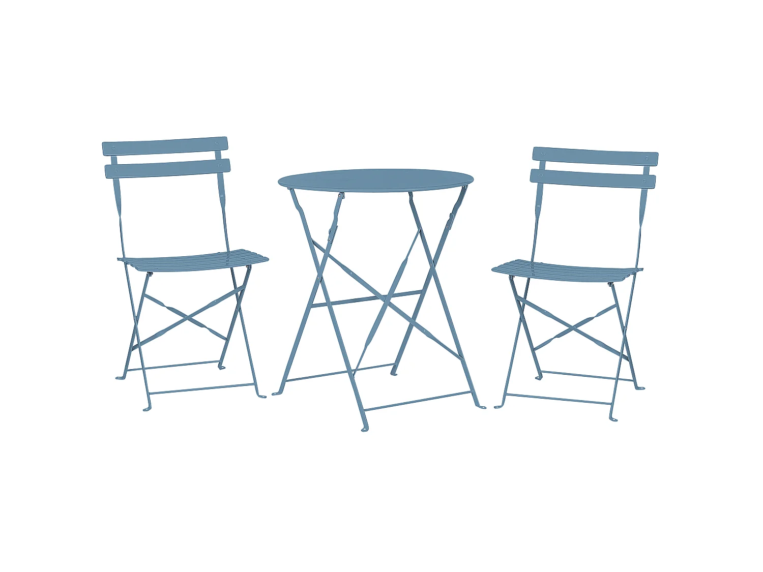 Salon de jardin bistrot table et 2 chaises en acier bleu azur FIORI