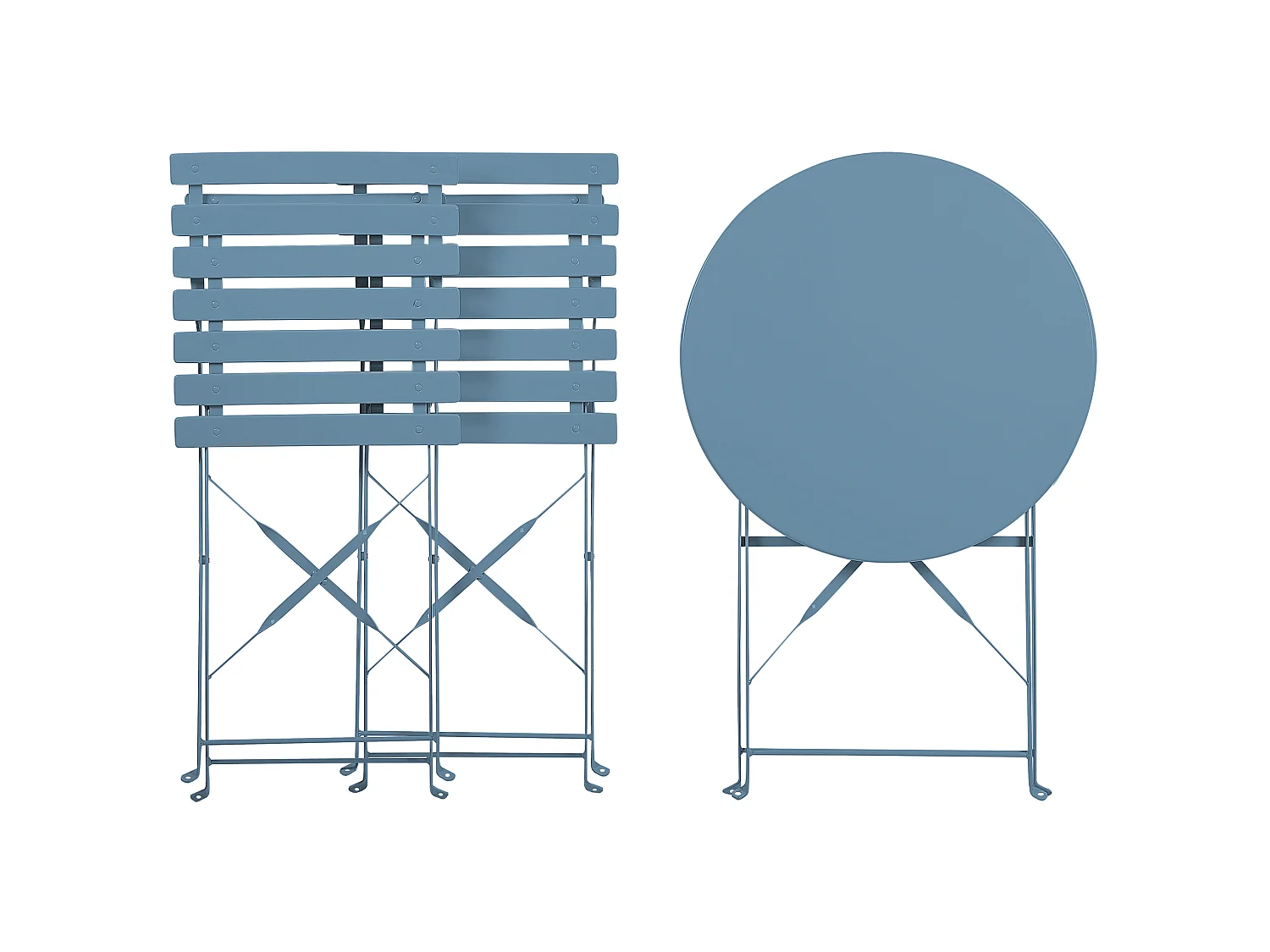 Salon de jardin bistrot table et 2 chaises en acier bleu azur FIORI