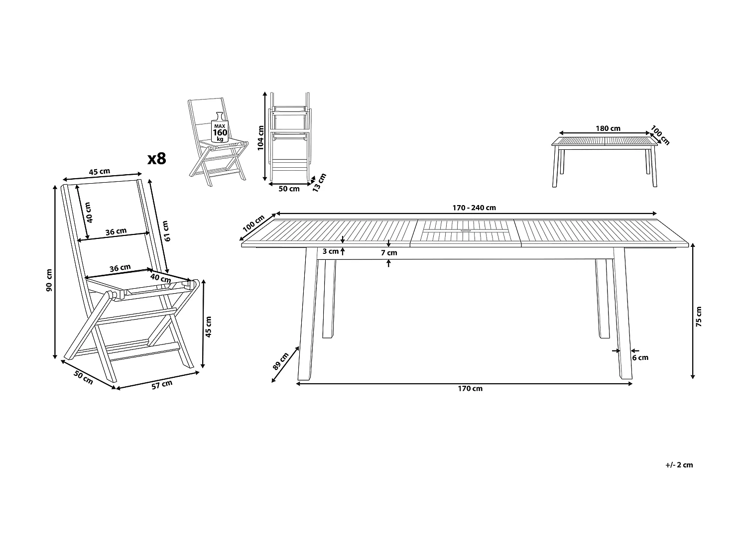 Tuinset 8-zitter CESANA Acaciahout Lichtbruin