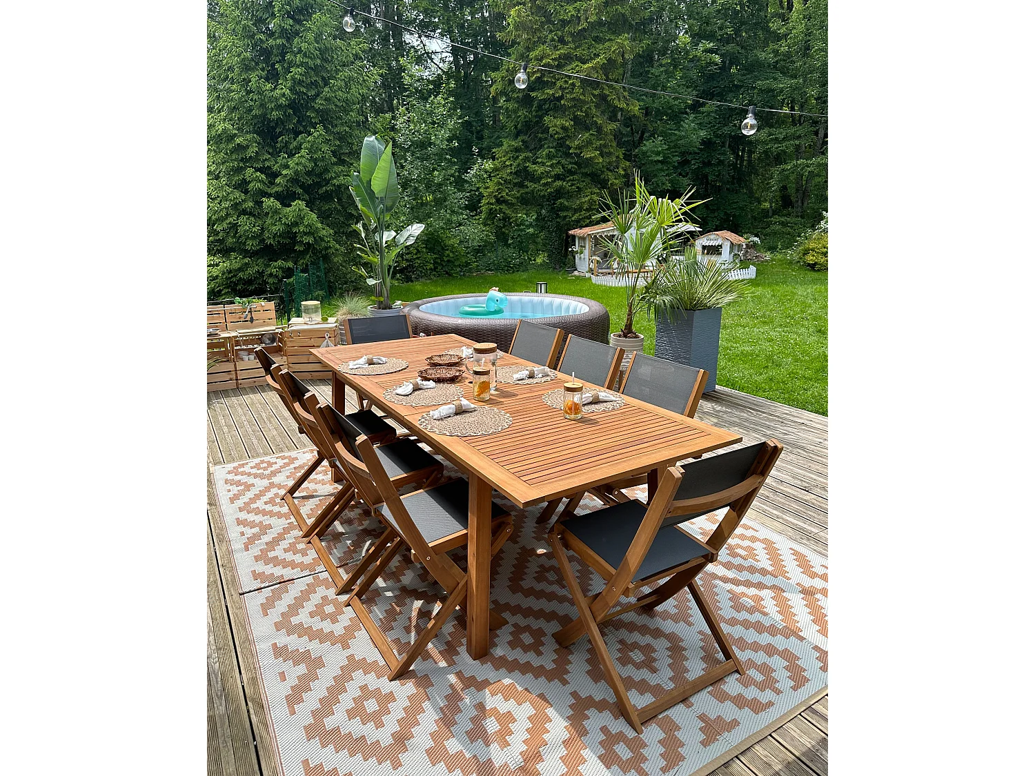 Salle à manger de jardin 8 places CESANA Acacia Marron clair