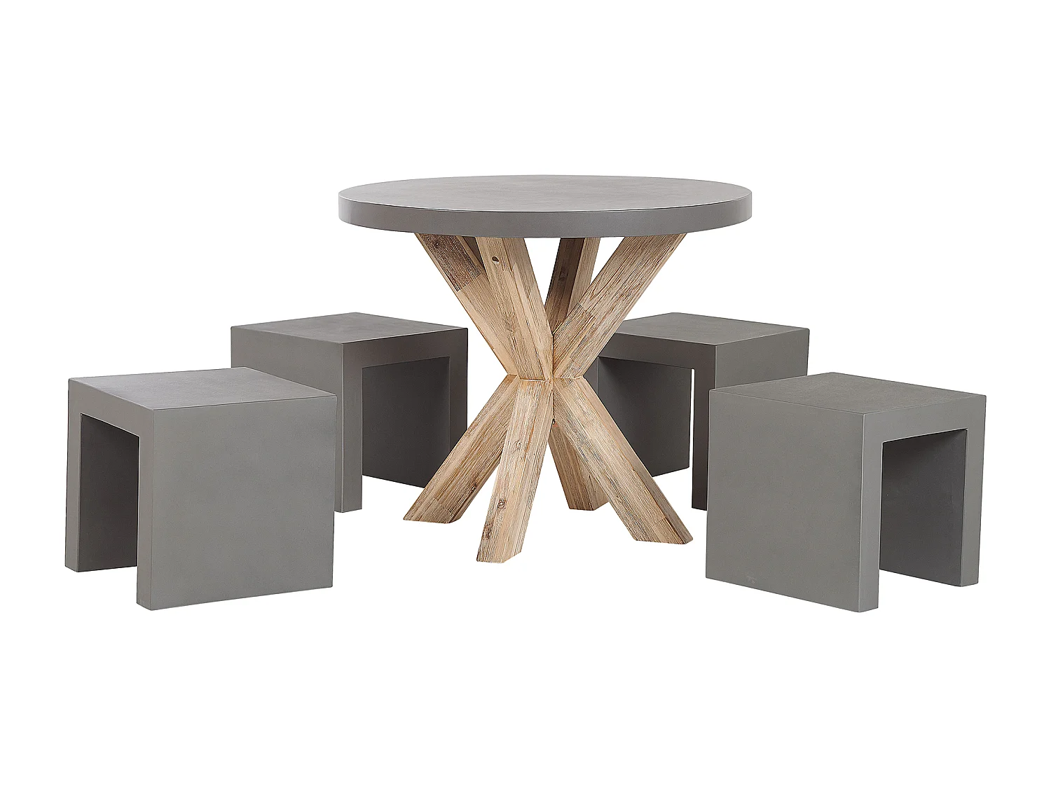 Salle à manger de jardin avec tabourets 4 places OLBIA/TARANTO Béton Gris