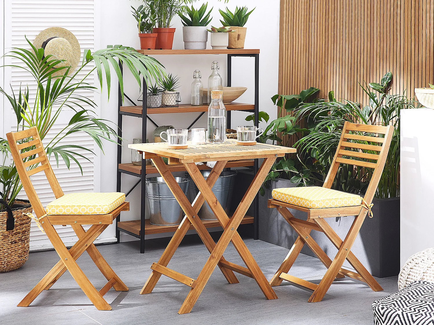 Ensemble pour bistro avec coussins FIJI Acacia Jaune