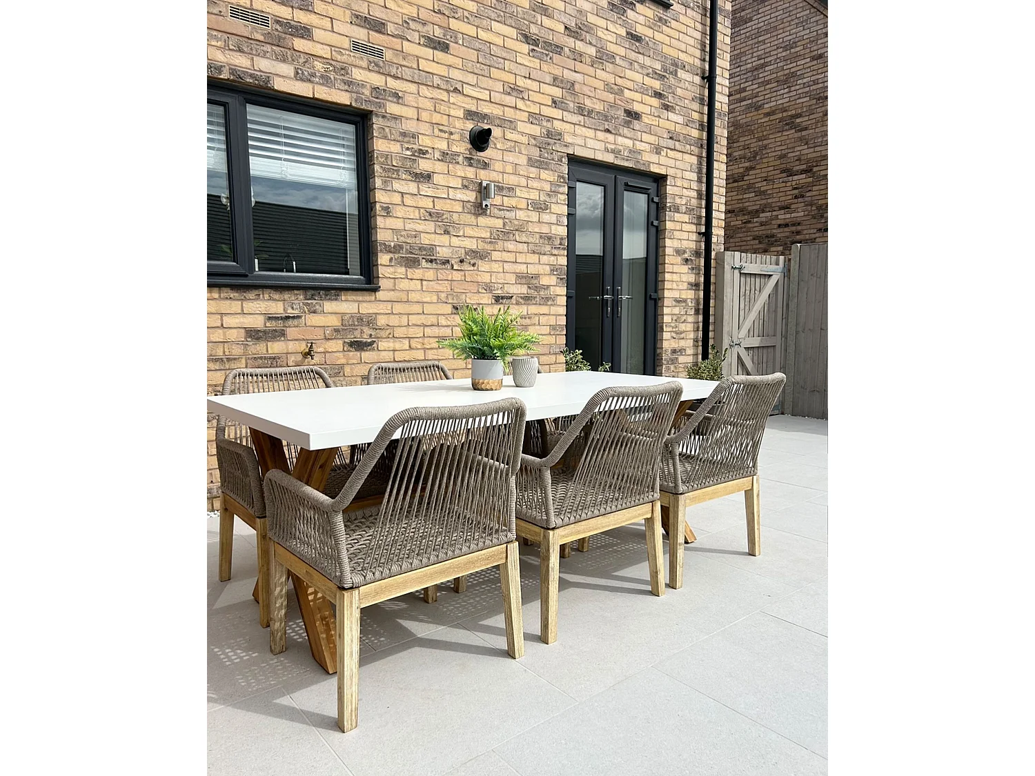 Gartenmöbel Set 6-Sitzer OLBIA inkl. Kissen Beton Beige
