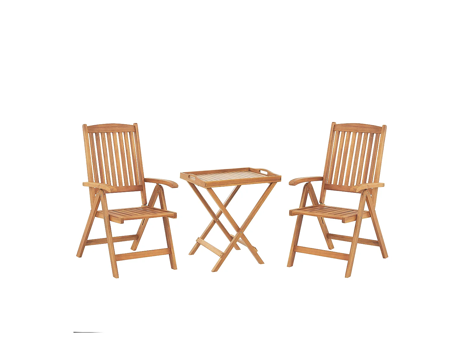 Balkonset hellbraun Akazienholz Verstellbar 2er Set Rustikal Java
