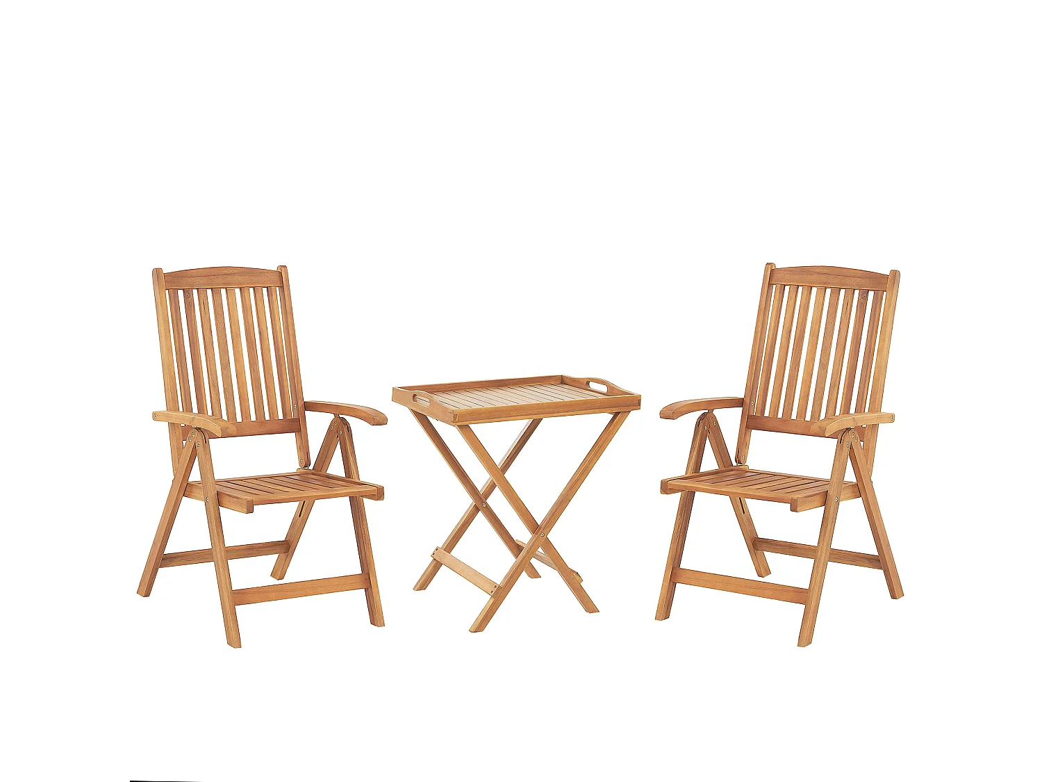 Balkonset hellbraun Akazienholz Verstellbar 2er Set Rustikal Java