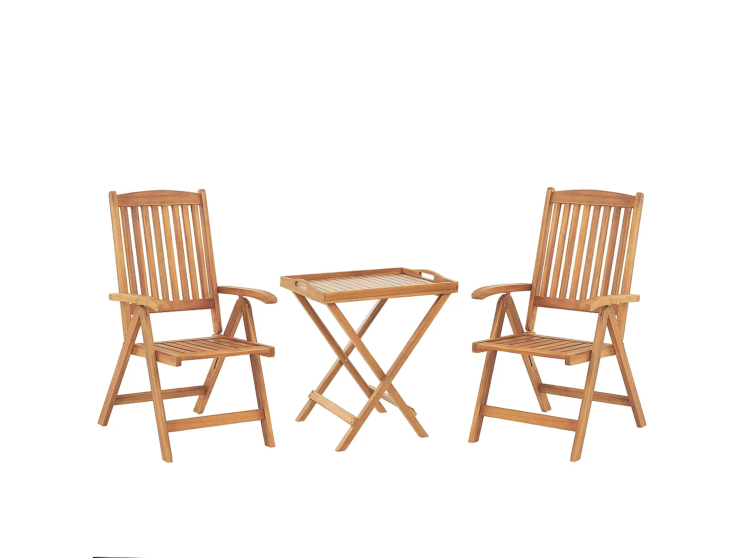 Bistro Set Folding JAVA Acacia Wood Light Brown