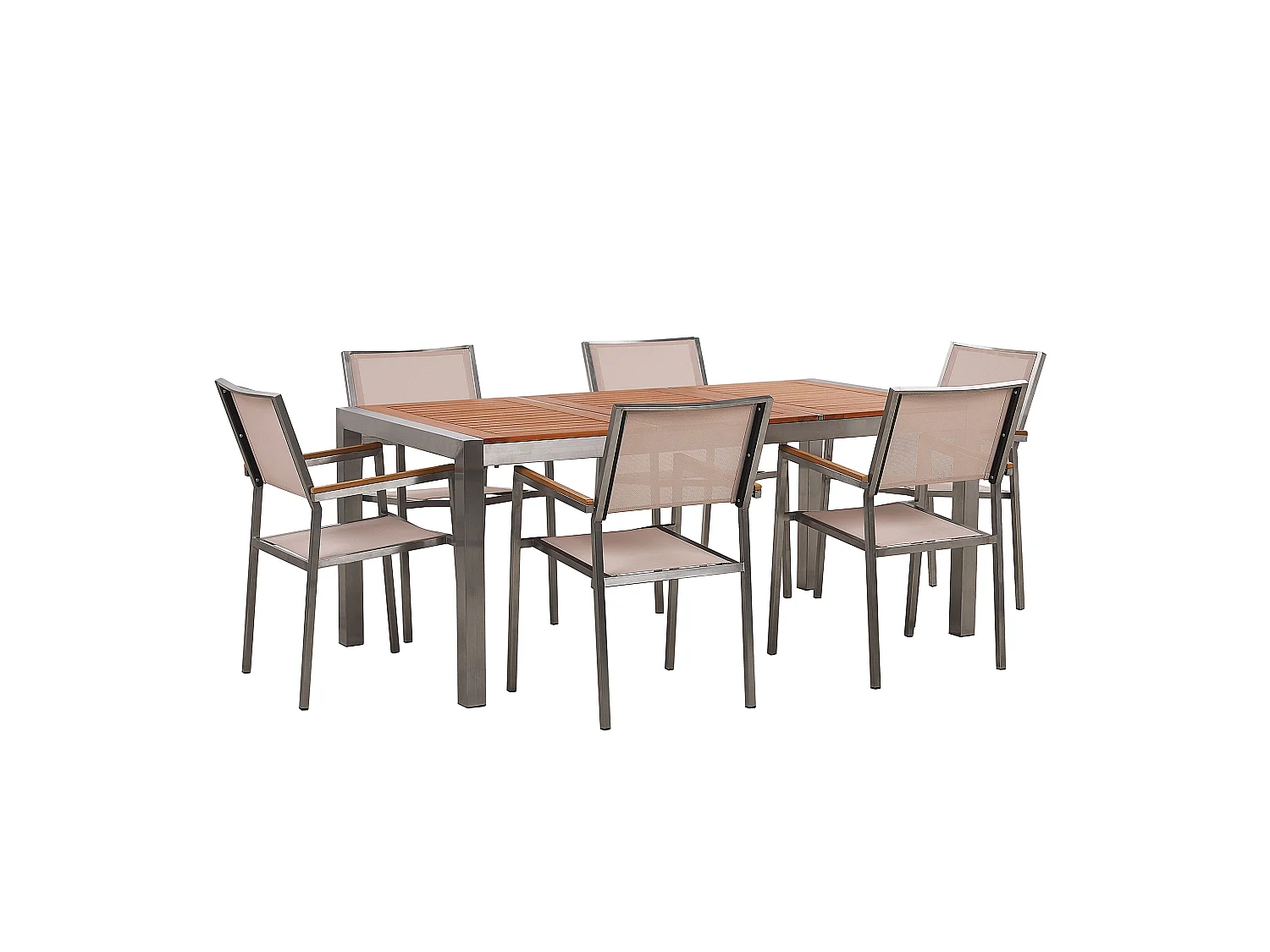 Modernes Gartenmöbel Set Tisch 180 cm Eukalyptusholz 6 Stühle in Beige Grosseto