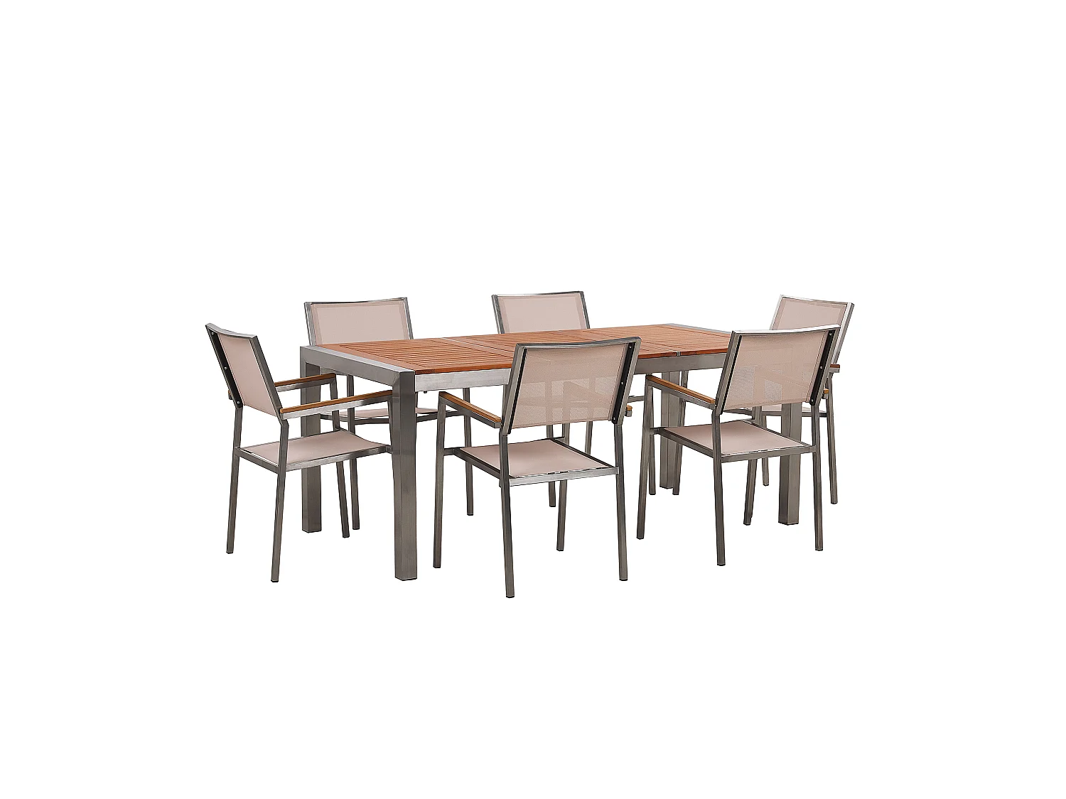 Modernes Gartenmöbel Set Tisch 180 cm Eukalyptusholz 6 Stühle in Beige Grosseto