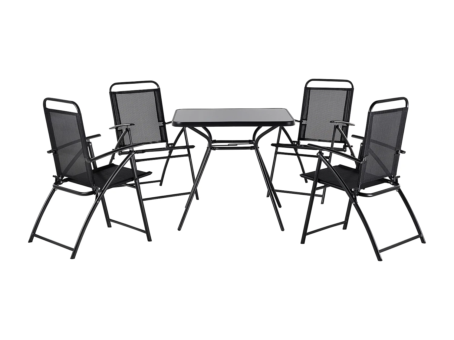 Salle à manger de jardin 4 places LIVO Métal Noir