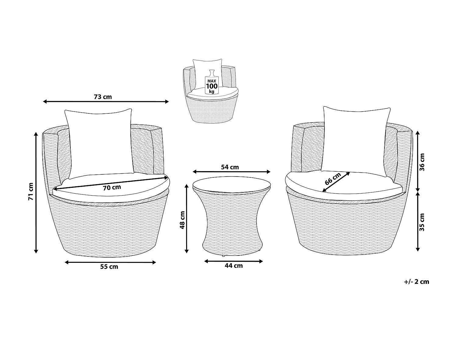 Conjunto de varanda com almofadas CAPRI Cinzento