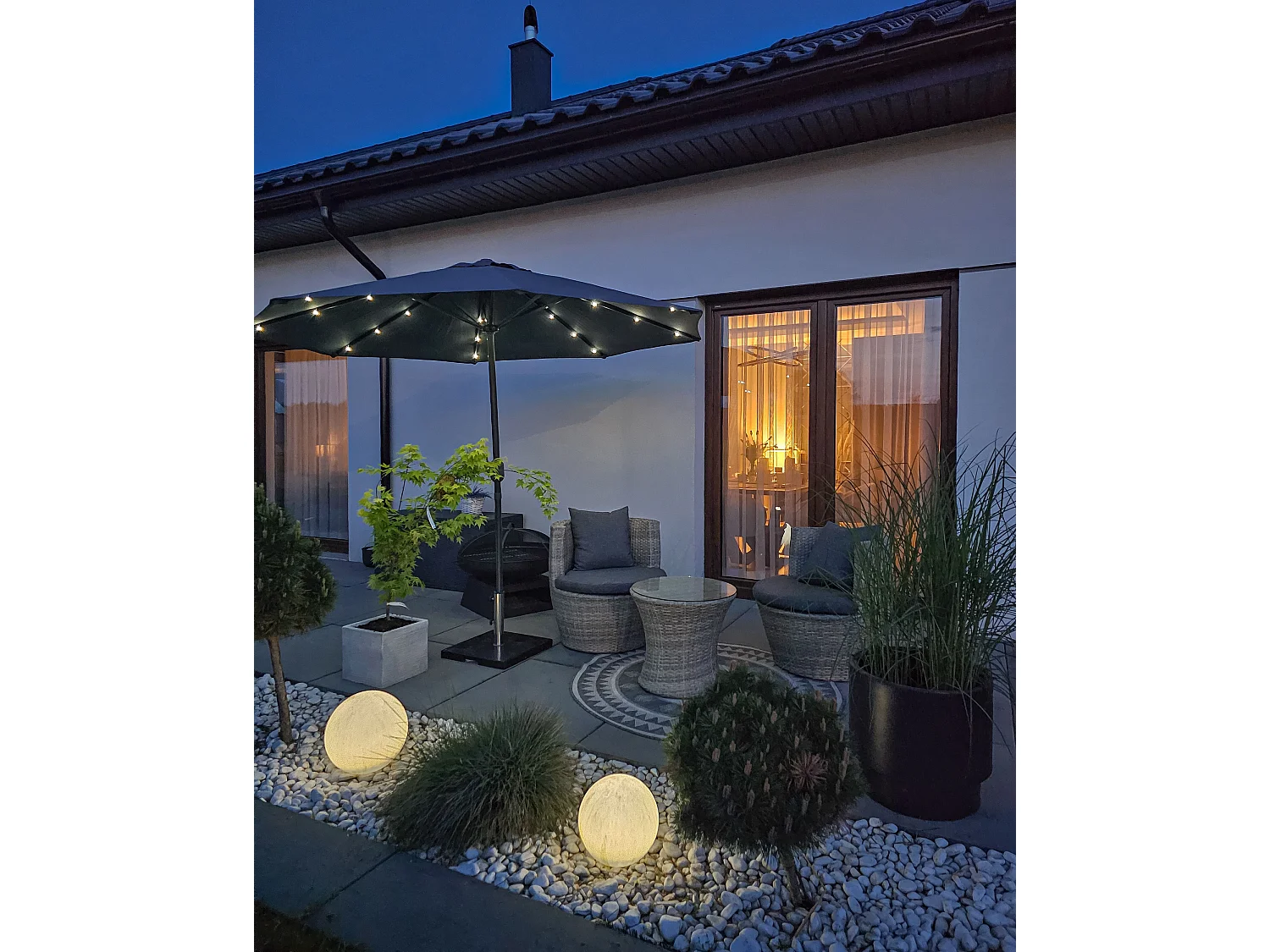 Bistro Set inkl. Kissen CAPRI Polyrattan Grau