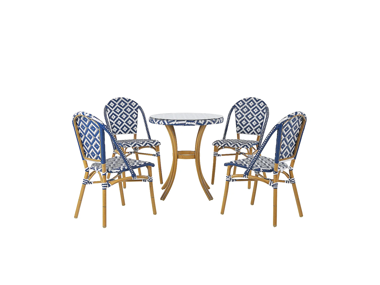 Salle à manger de jardin 4 places RIFREDDO Polyrotin Bleu