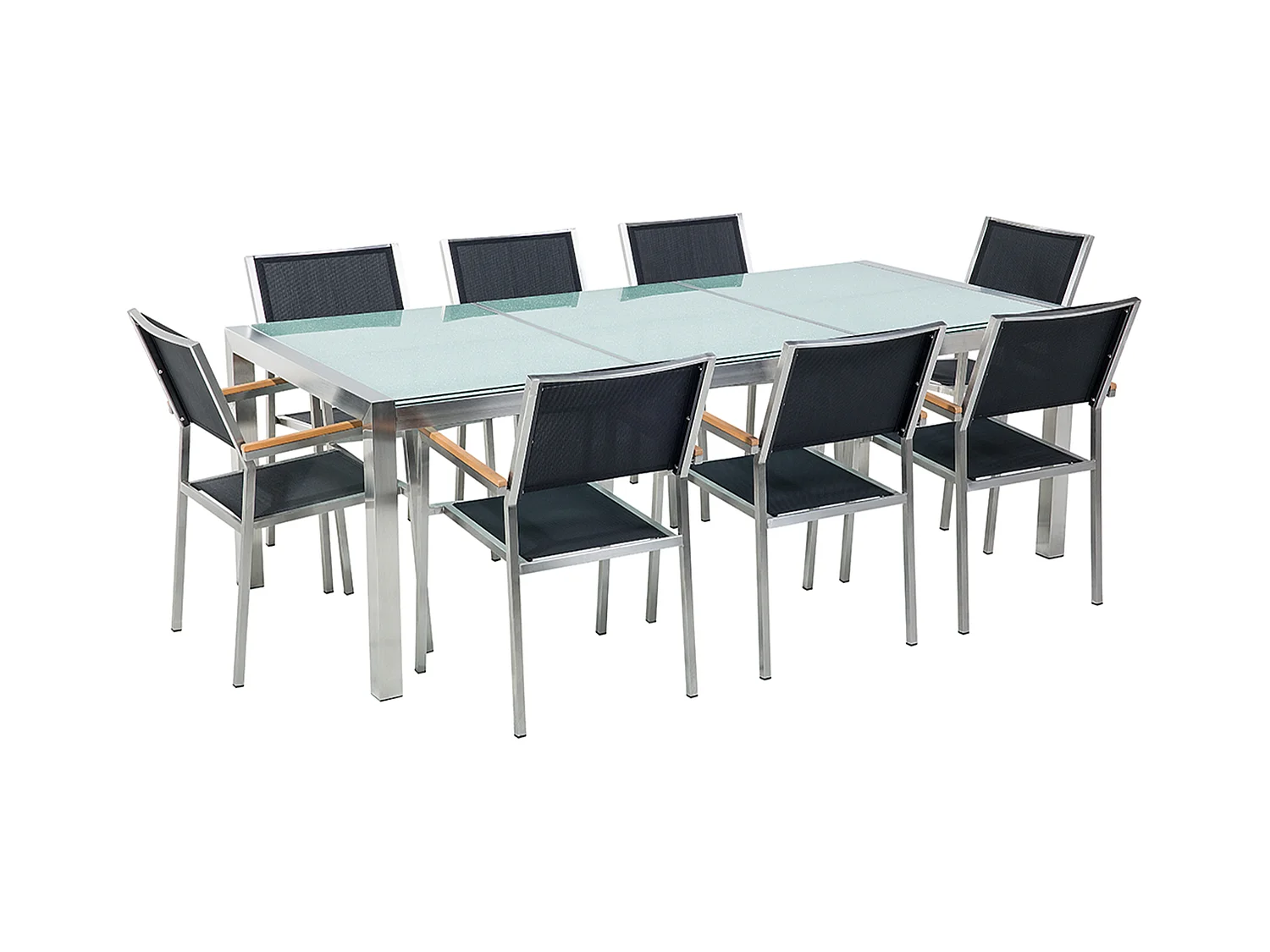 Conjunto de refeições de jardim 8 lugares GROSSETO Vidro rachado Transparente/Preto