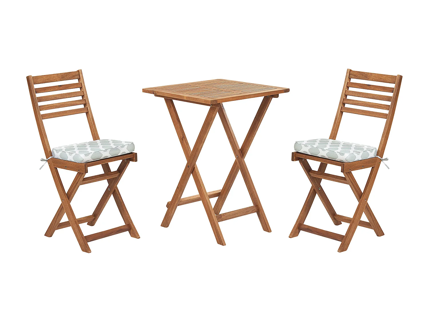 Ensemble bistrot avec coussins Pliant FIJI Acacia Vert menthe