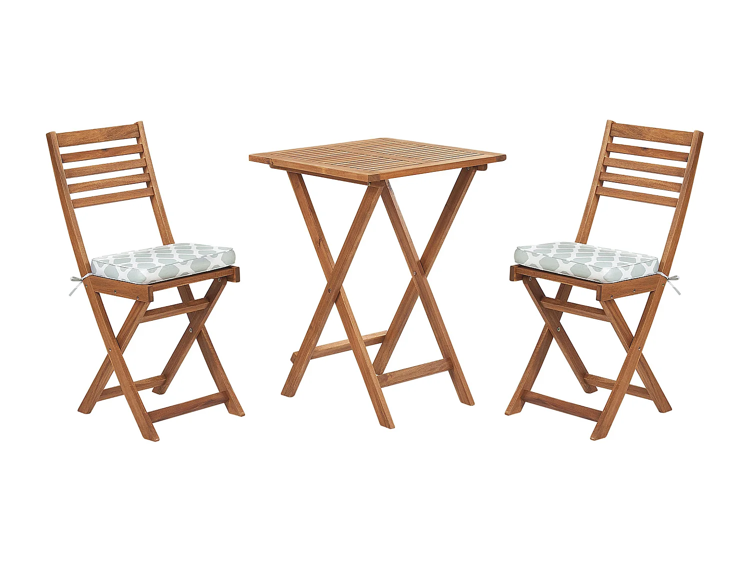 Ensemble bistrot avec coussins Pliant FIJI Acacia Vert menthe