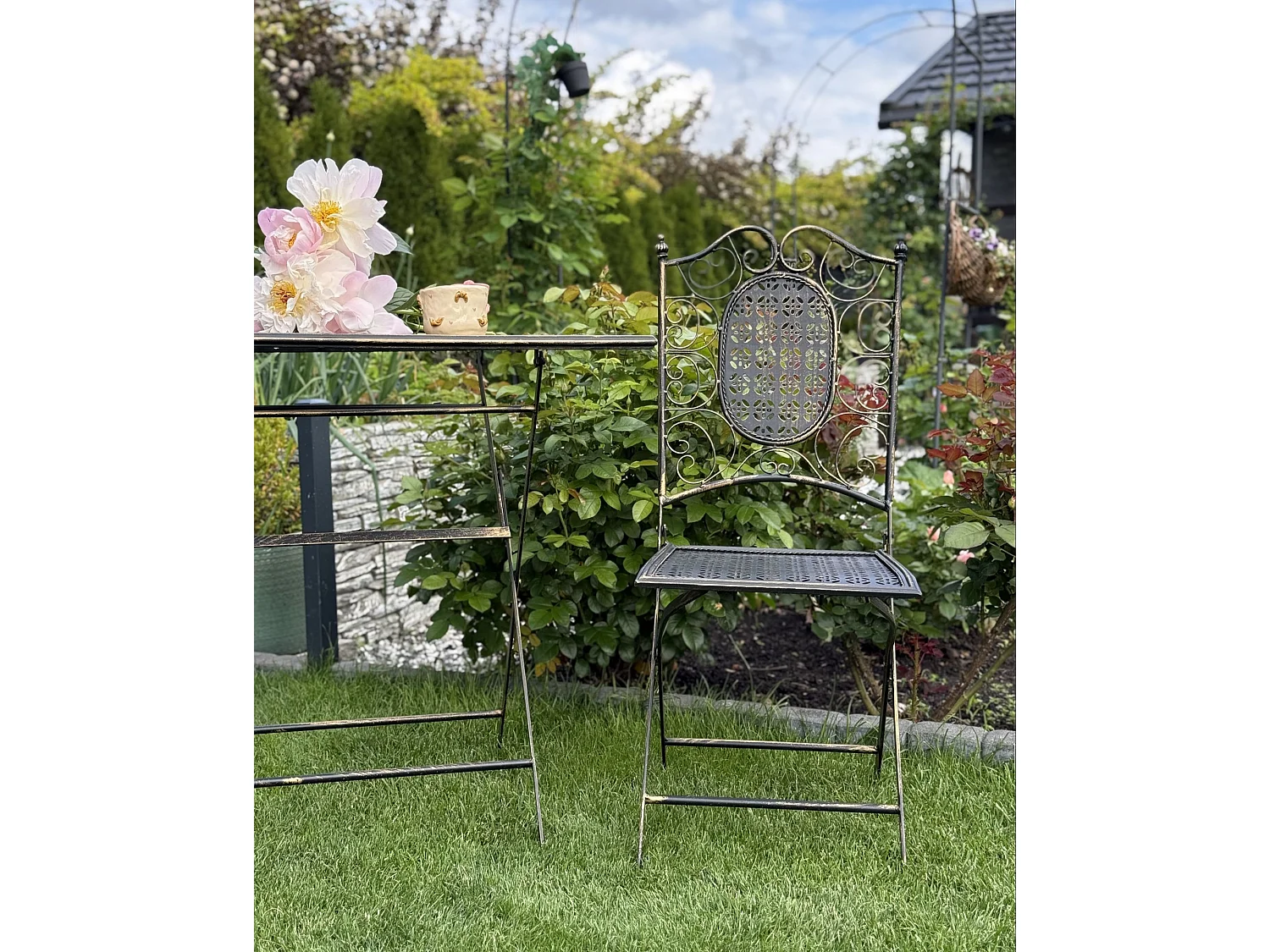 Ensemble pour bistro Pliant BORMIO Métal Noir