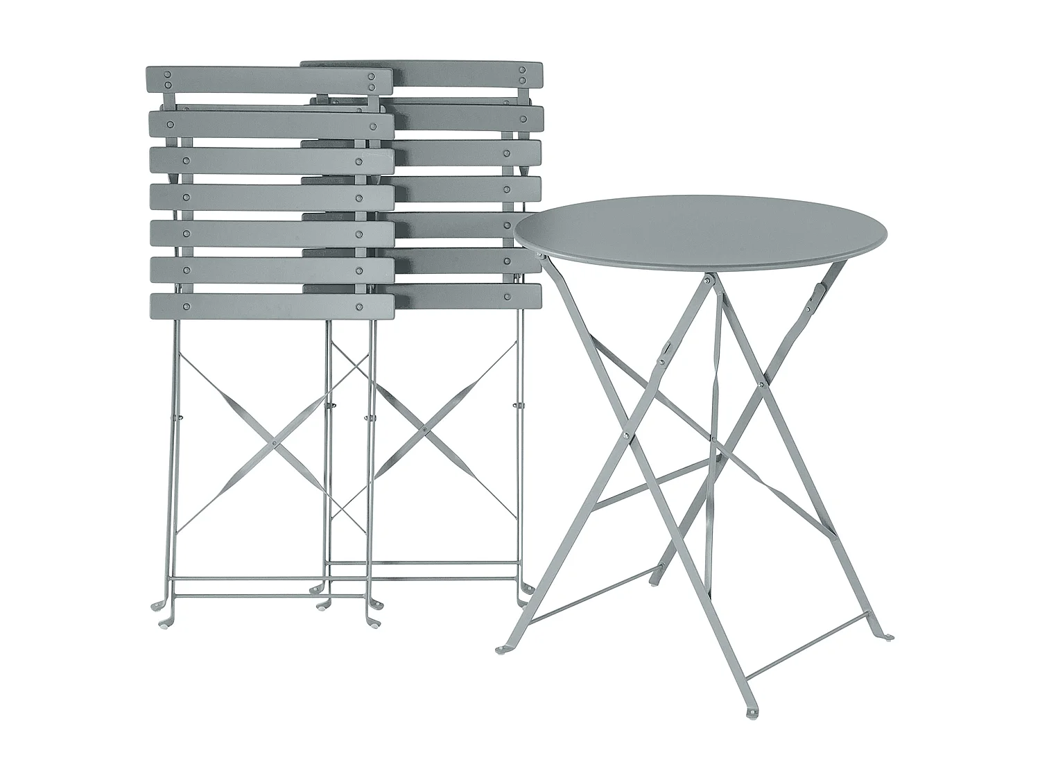Ensemble pour bistro Pliant FIORI Métal Gris