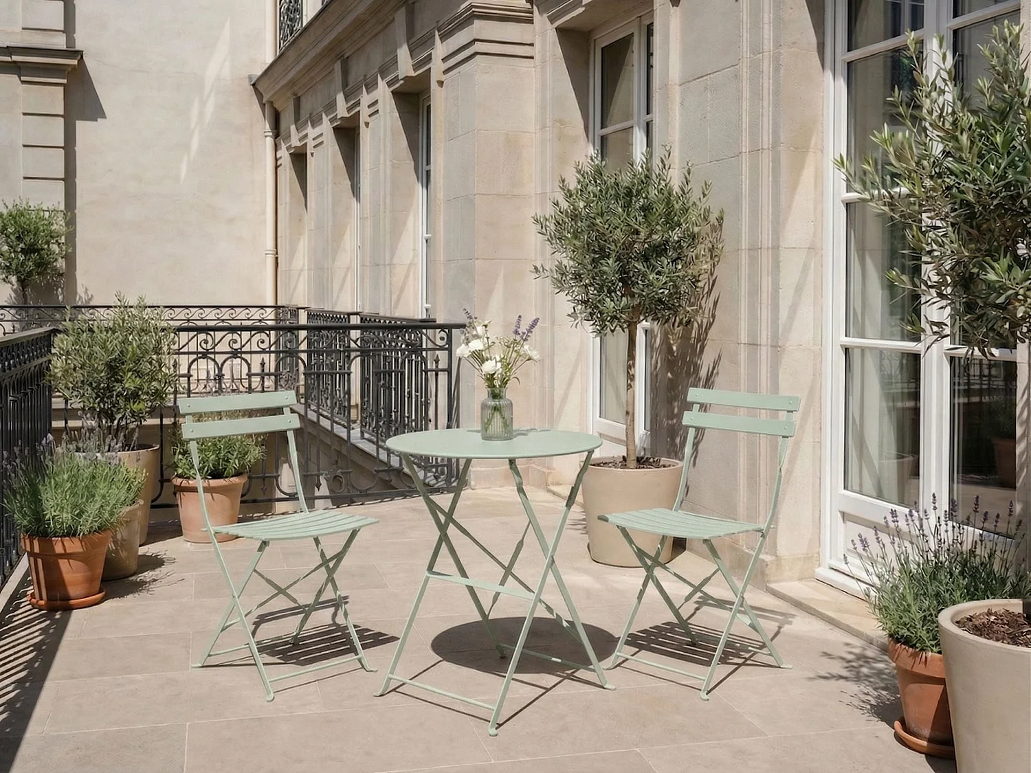 Ensemble bistrot Pliant FIORI Métal Gris