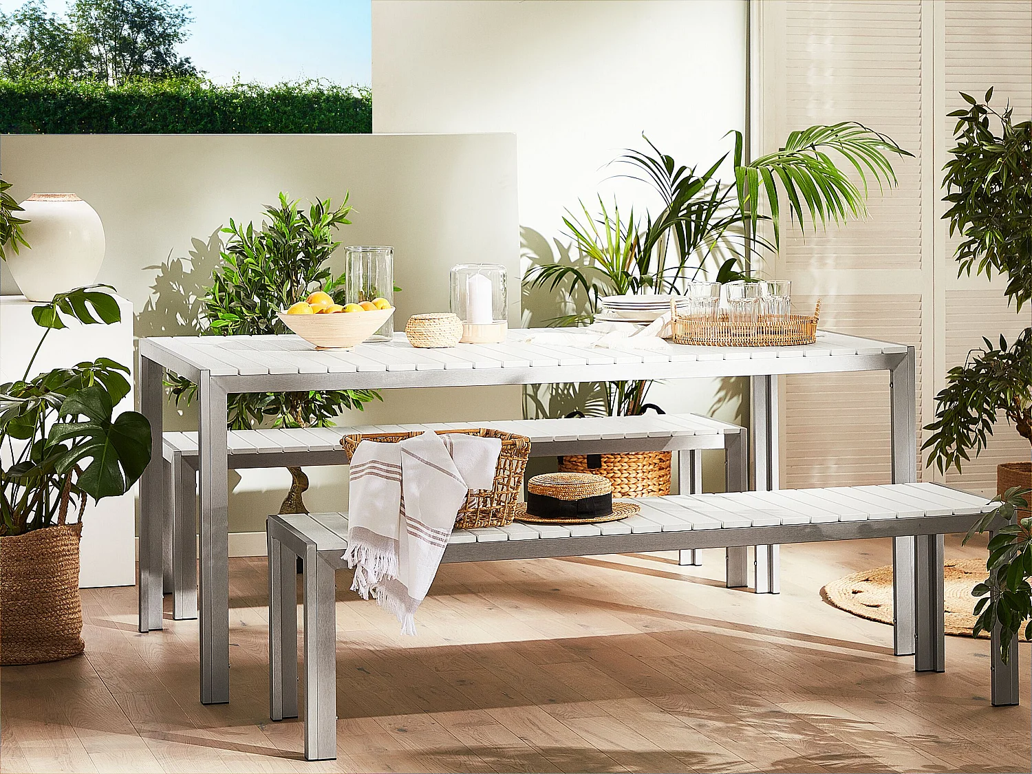 Gartenmöbel Set 6-Sitzer NARDO Weiss