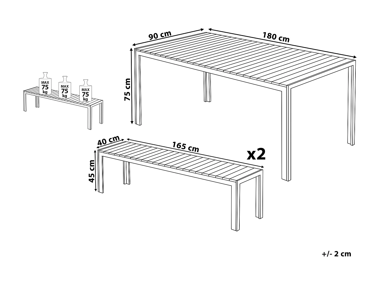 Conjunto de comedor exterior 6 plazas NARDO Blanco
