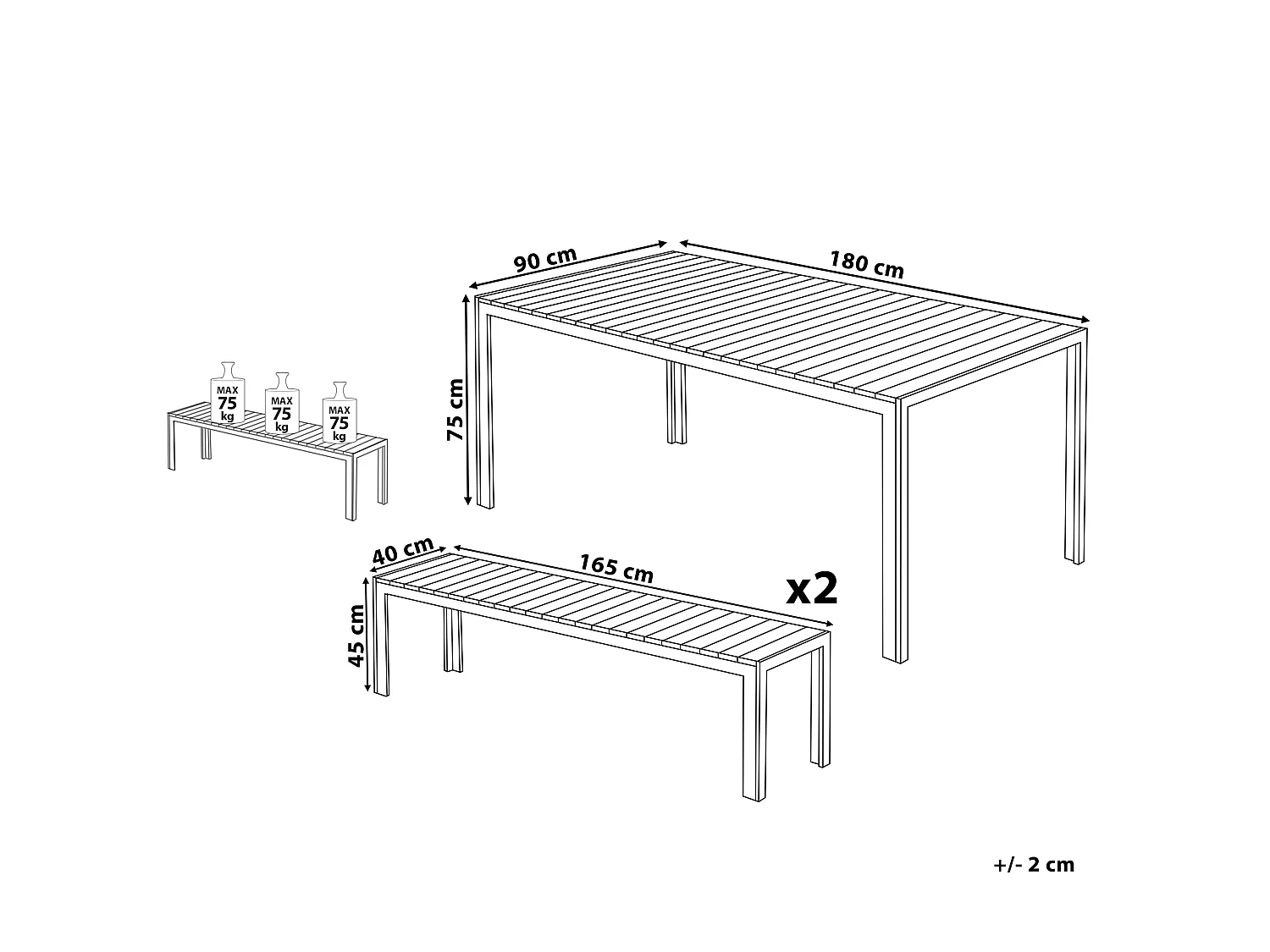 Gartenmöbel Set 6-Sitzer NARDO Weiss