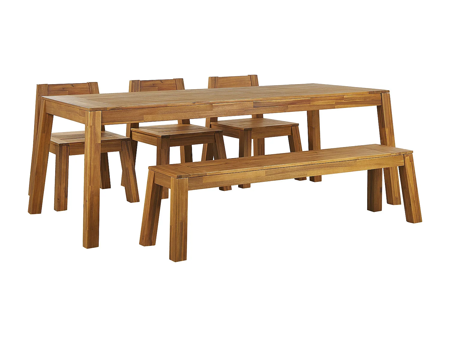 Conjunto de refeições de jardim 6 lugares LIVORNO Madeira de acácia Castanho