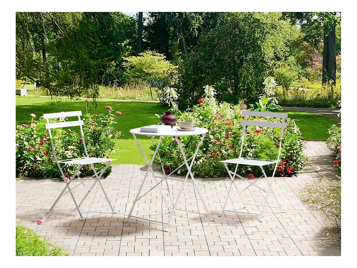 Bistroset Inklapbaar FIORI Metaal Wit