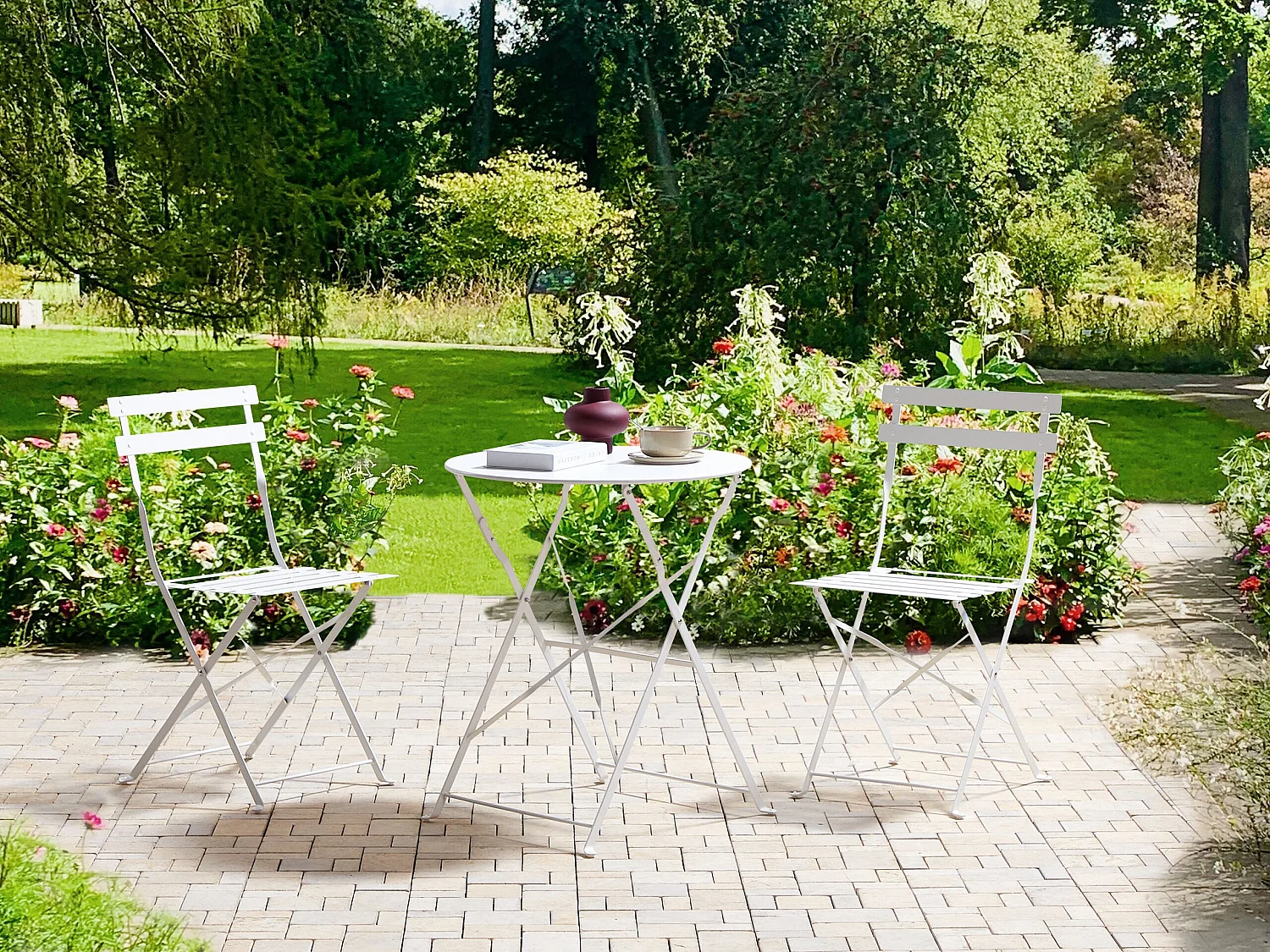 Ensemble pour bistro Pliant FIORI Métal Blanc