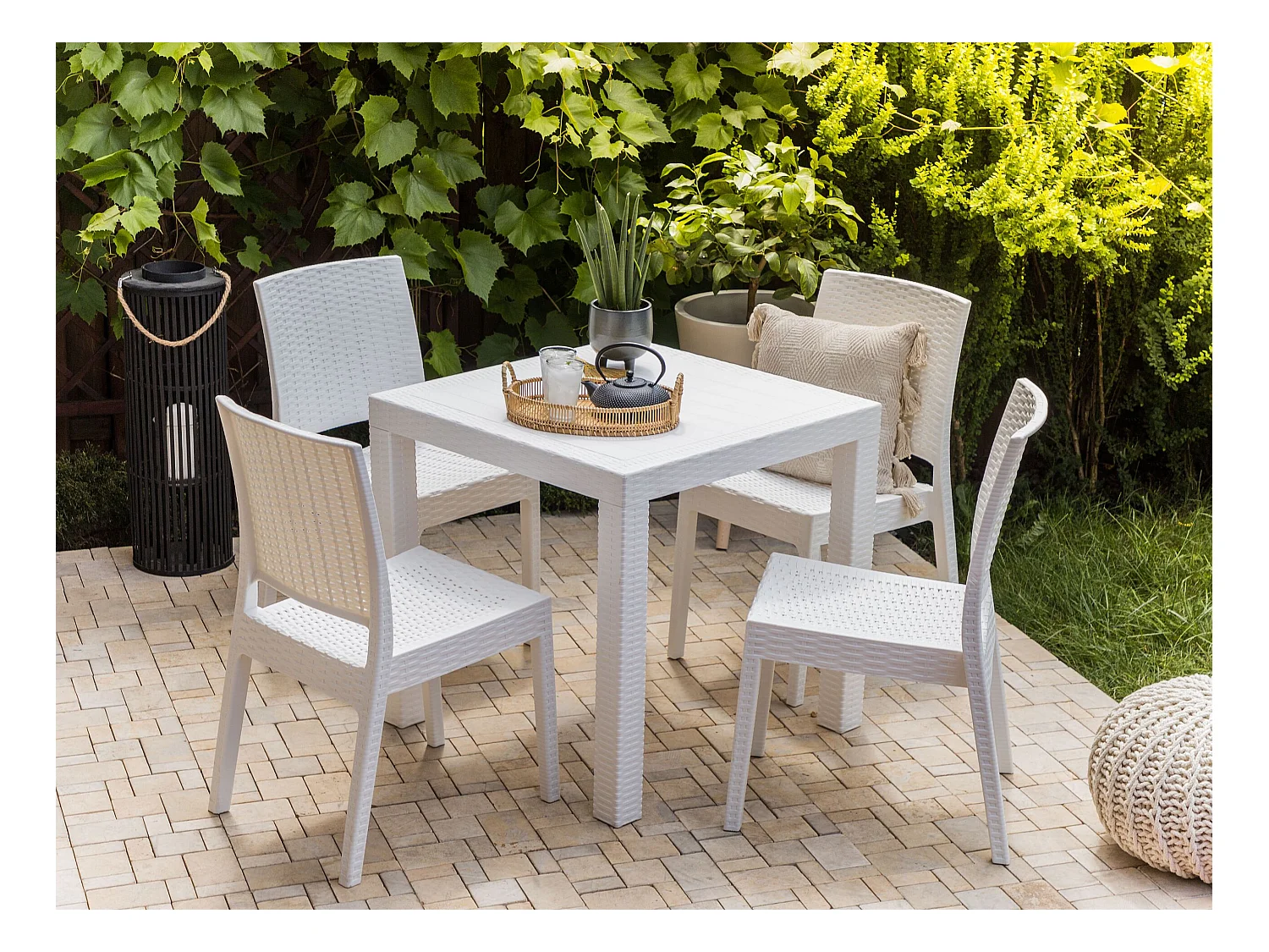 Tuintafelset Kunststof Wit FOSSANO