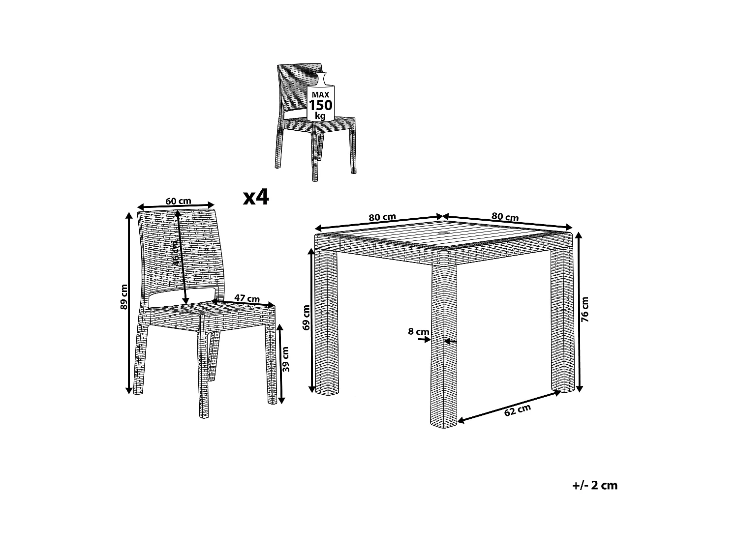 Tuintafelset Kunststof Wit FOSSANO
