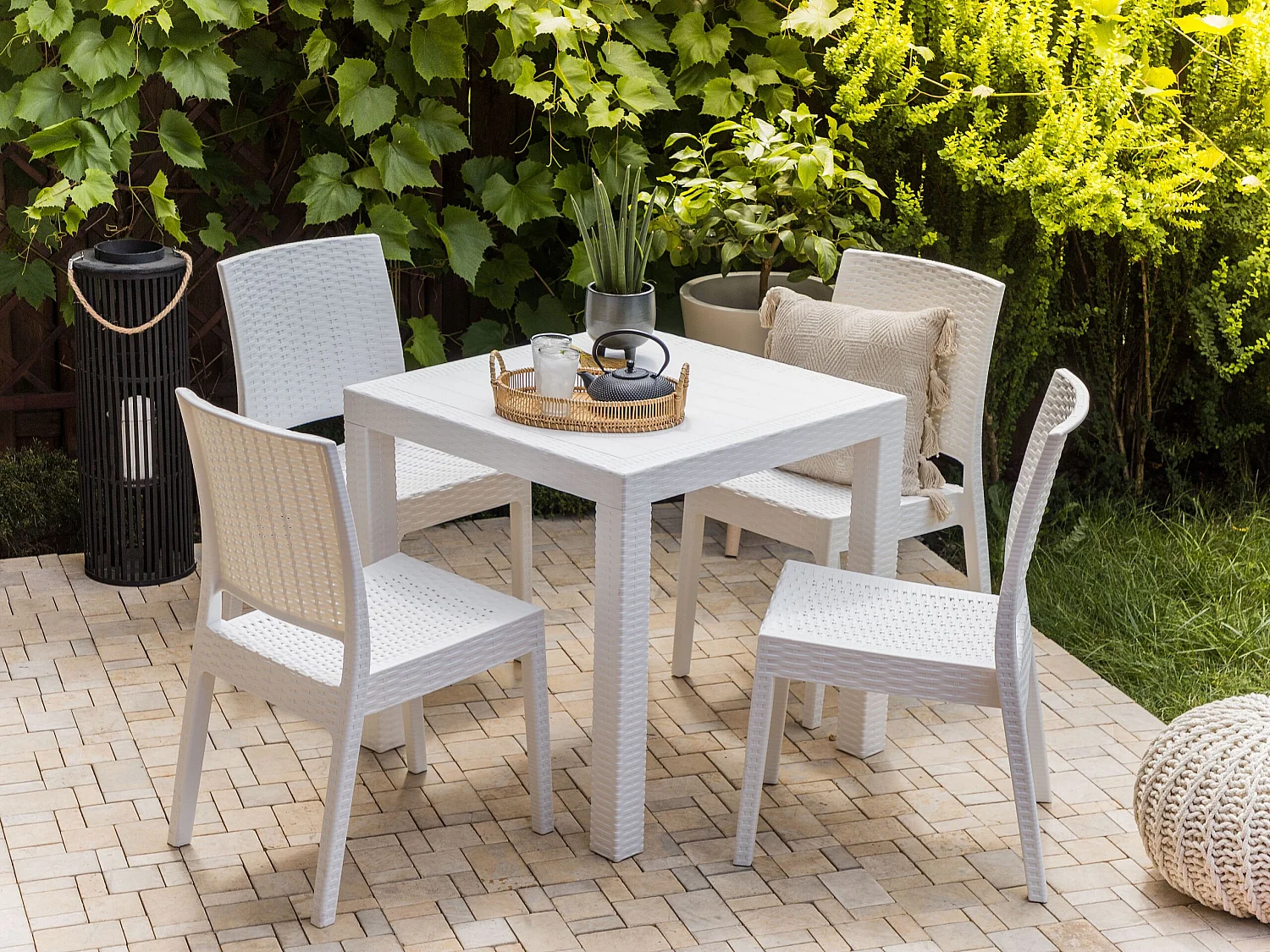 Gartenmöbel Set 4-Sitzer FOSSANO Weiss