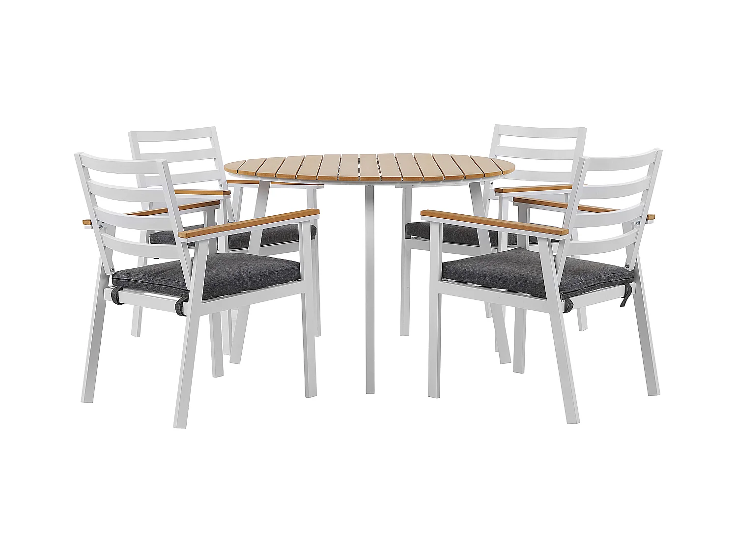 Salle à manger de jardin 4 places CAVOLI avec coussins Métal Gris