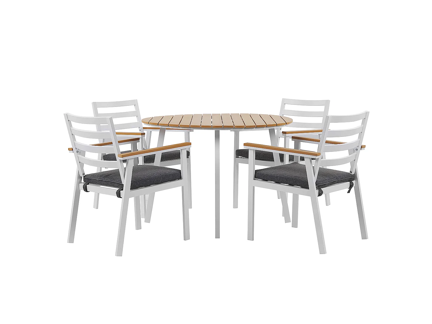 Salle à manger de jardin 4 places CAVOLI avec coussins Métal Gris