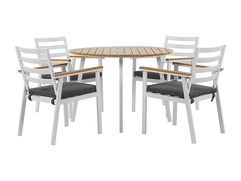 Set da pranzo da giardino 4 posti CAVOLI con cuscini Metallo Grigio