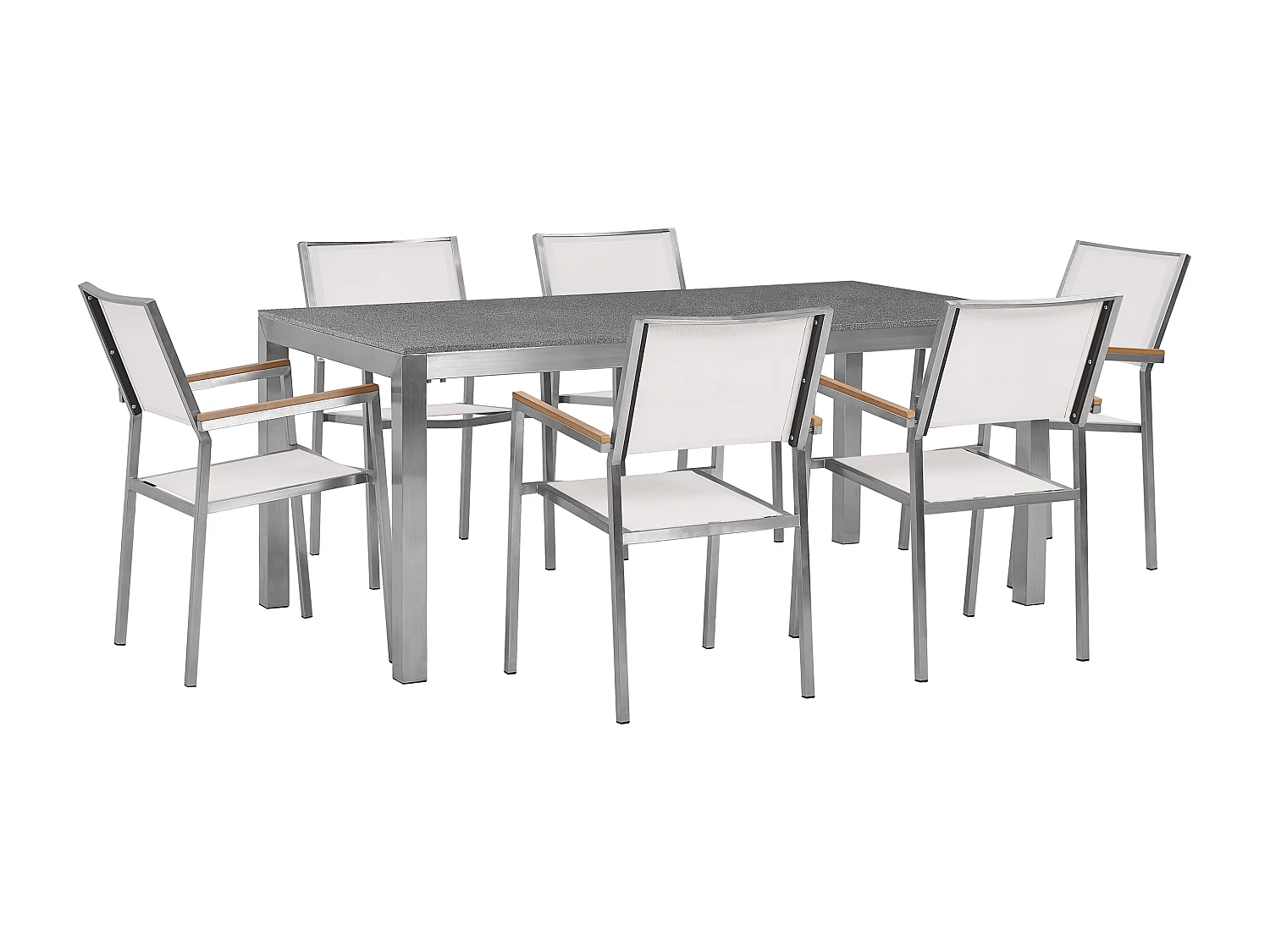 Set da pranzo da giardino 6 posti GROSSETO Granito Lucido Grigio/ Bianco