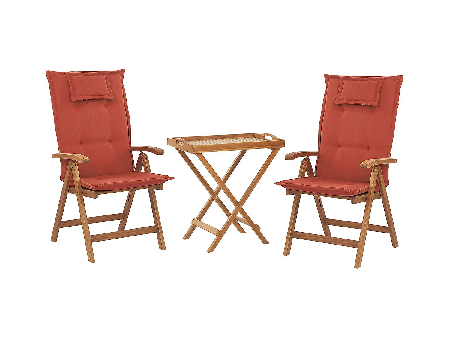 Bistro Set inkl. Kissen klappbar JAVA Holz Dunkelrot