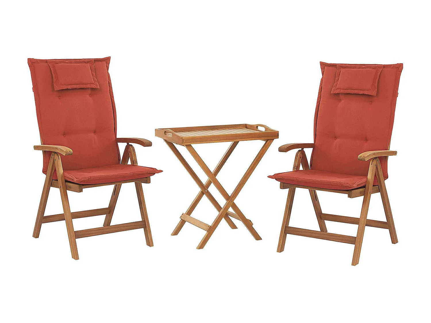 Bistro Set inkl. Kissen klappbar JAVA Holz Dunkelrot