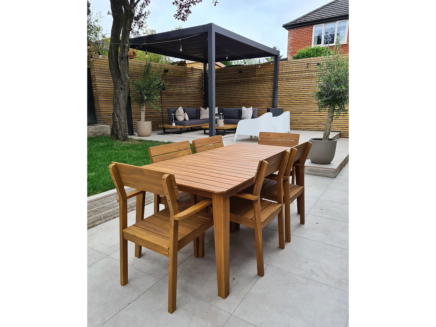 Set da pranzo da giardino 6 posti FORNELLI Legno d'acacia Marrone