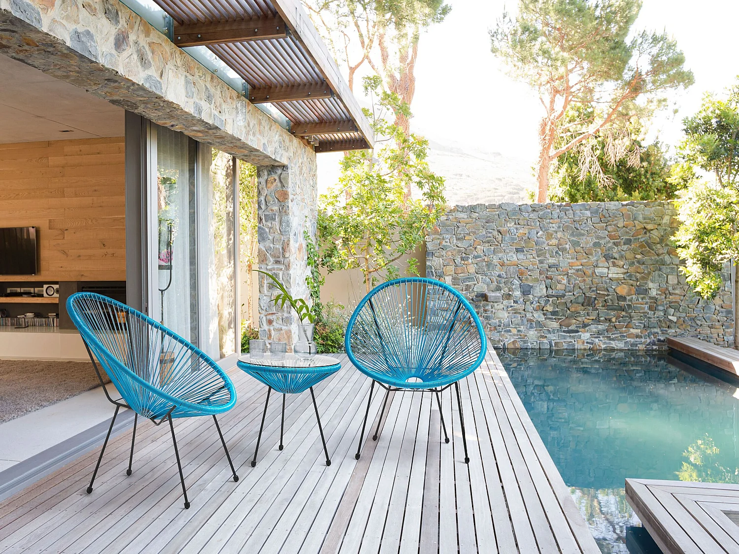 Ensemble bistrot ACAPULCO II Polyrotin Bleu