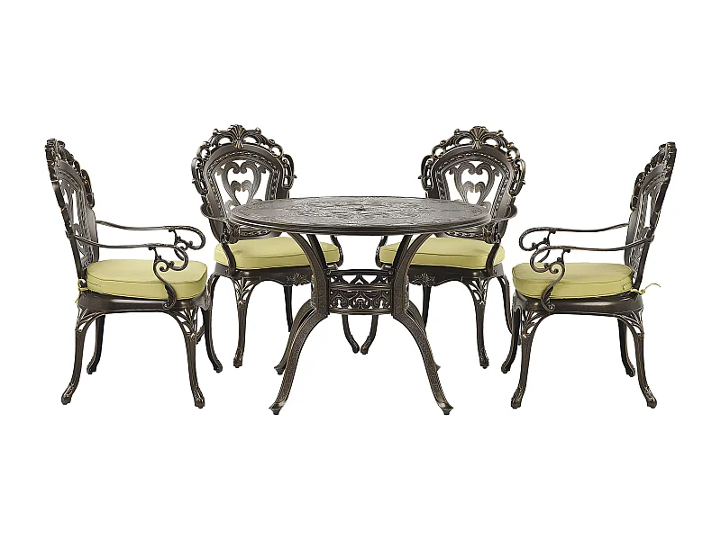 Set da pranzo da giardino 4 posti SAPRI con cuscini Metallo Marrone scuro