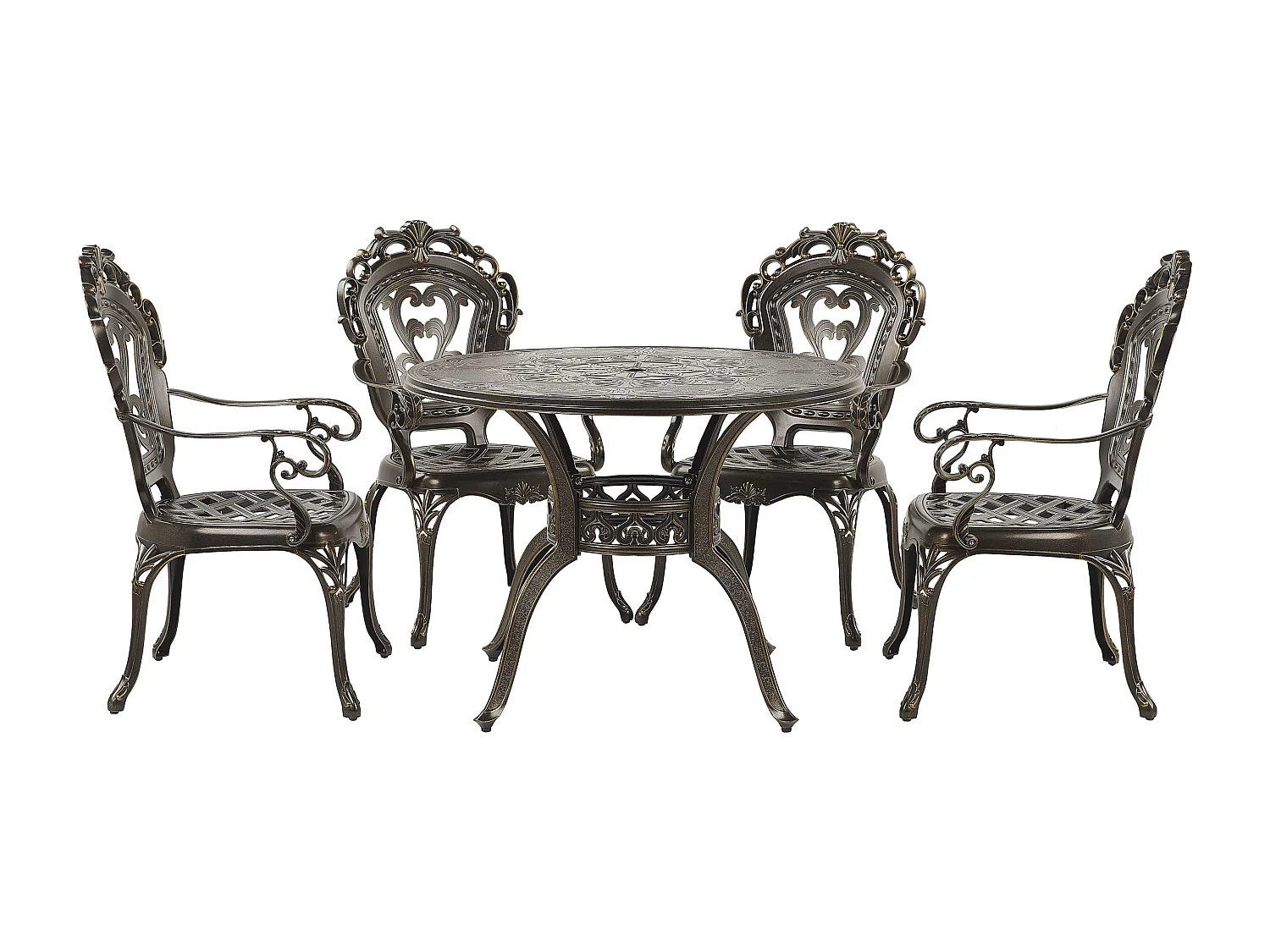 Salle à manger de jardin 4 places SAPRI avec coussins Métal Marron foncé